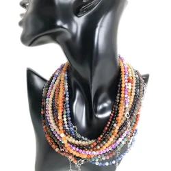 Bohemian Colorful Natural Stone 4mm Round Beads Quartz  Necklaces Women Summer Friendship Neck Jewelry Fashion Vacation Chokers