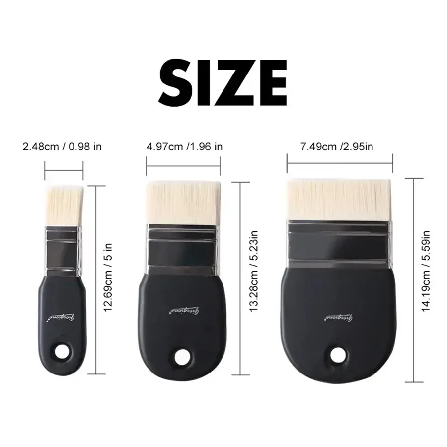 1pc escova de cabelo de náilon escova de cabeça plana água em pó aquarela pintura a óleo acrílico pintura de parede pintura à mão parede diy paintin