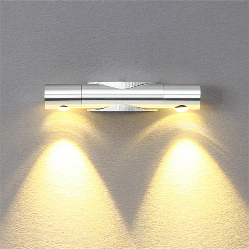 Modern Indoor Hotel Bedside Wall Lamp Iron Body LED Chrome Color Sconce Lights Up Down Home Decoration Spot Rotatable LED Lustre