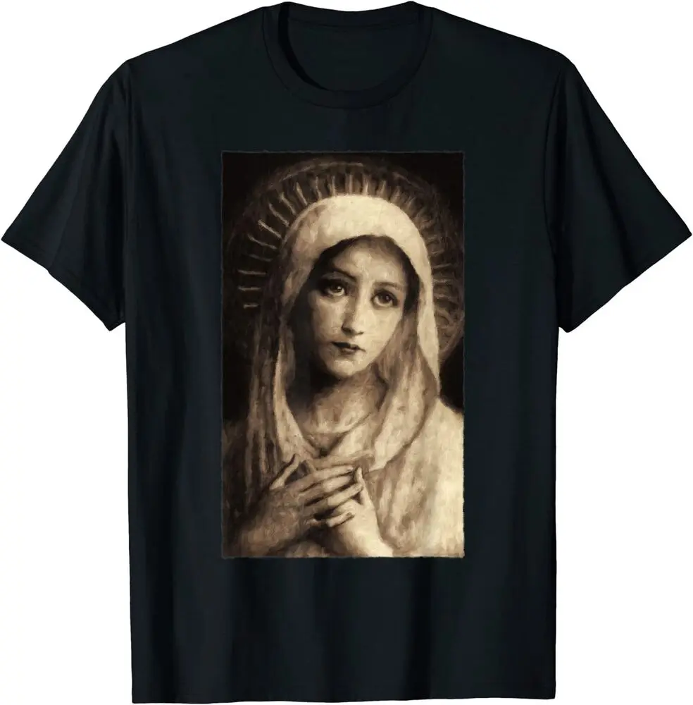 Virgin Mary Maria Catholic Painting, Great Gift Idea T-Shirt Anime Graphic T-shirts For Men Clothing Women Short Sleeve Tees