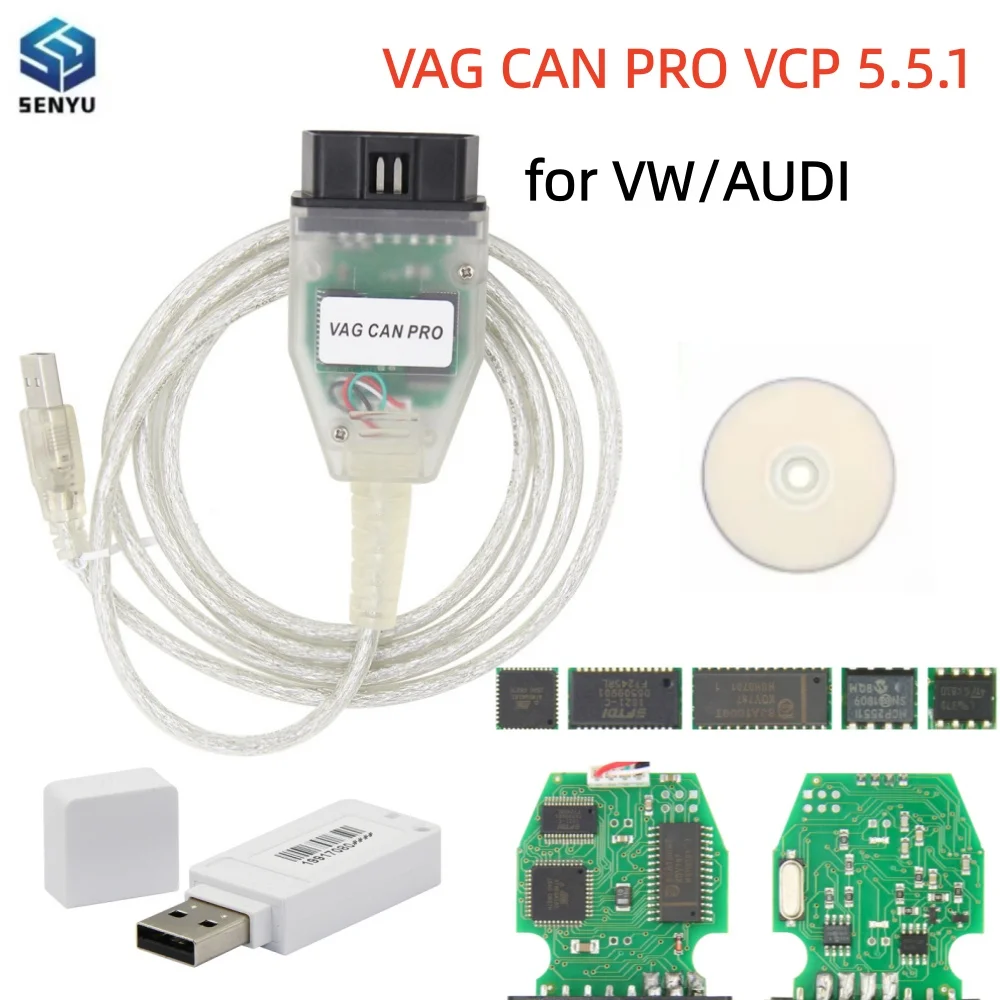 VCP VAG Can Pro 5.5.1 USB-Dongle OBD OBD2 für VW für AUDI Auto-Diagnosekabel VCP-Scanner Auto-Tool für Can-Bus VAG K-Line UDS