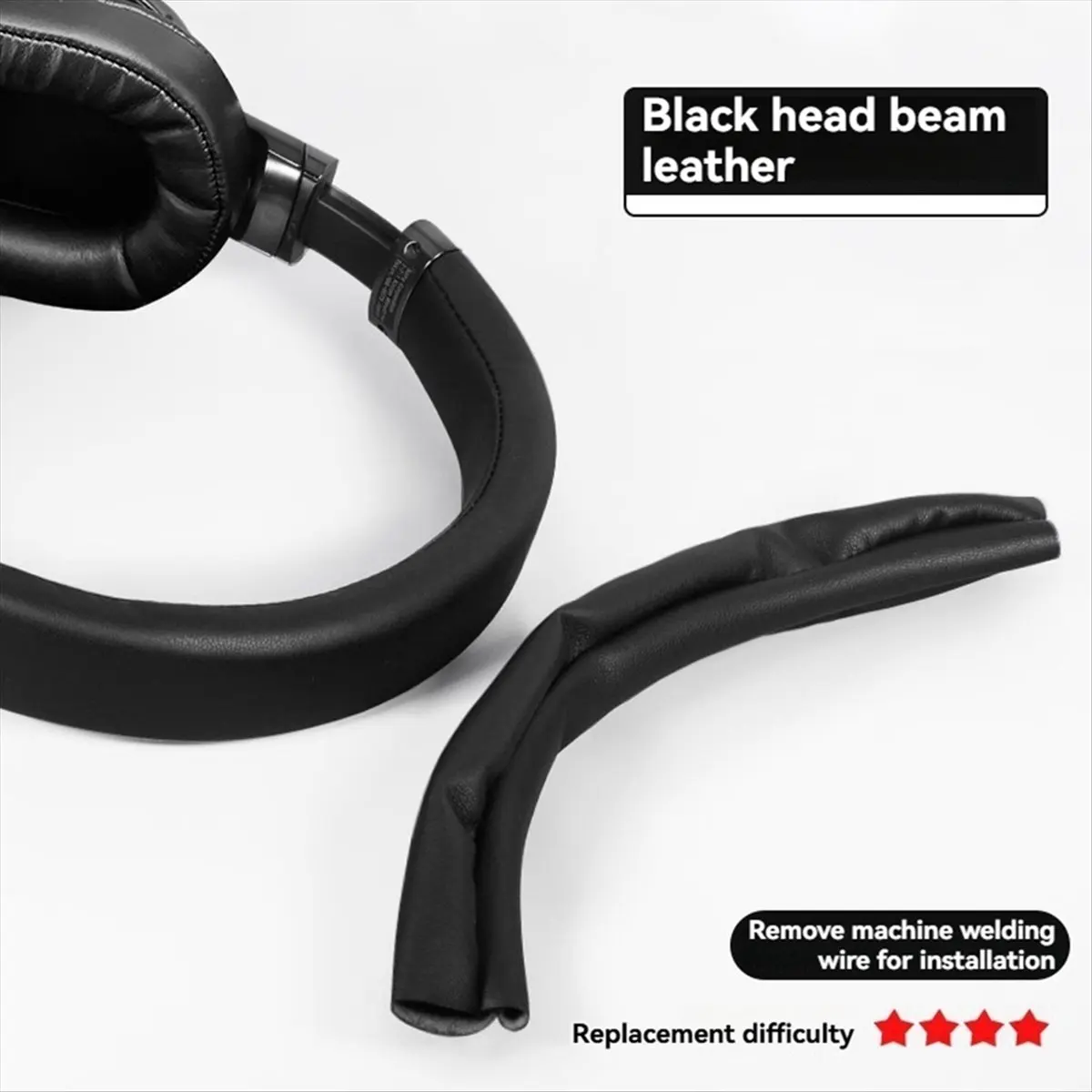 (أعلى بيع) استبدال شعاع إصلاح أغطية جلدية ل MDR-1A 1ABT 1R 1RBT سماعة حلقة يغطي حماة عقال أسود #3