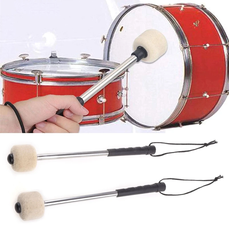 2Pcs Drum Mallet Stick Wool Felt Percussion Mallets with Stainless Steel Handle Drumstick Hammer Head Drum Set Felt Pad