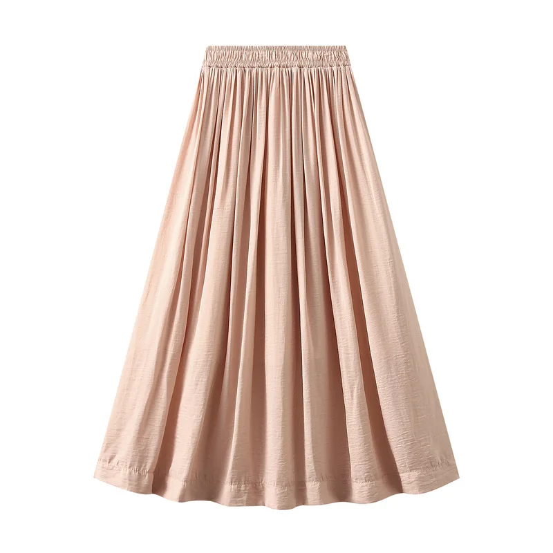 French Half Length Skirt, Simple and Versatile, High Waist, Casual, Large Hem, Monochromatic, Wind Island, Summer