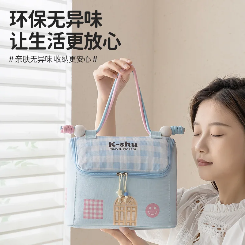 Cute Cottage Cosmetic Bag Girl Large Capacity Cosmetic Storage Bag High Value Portable Small House Toilet Bag make up bag