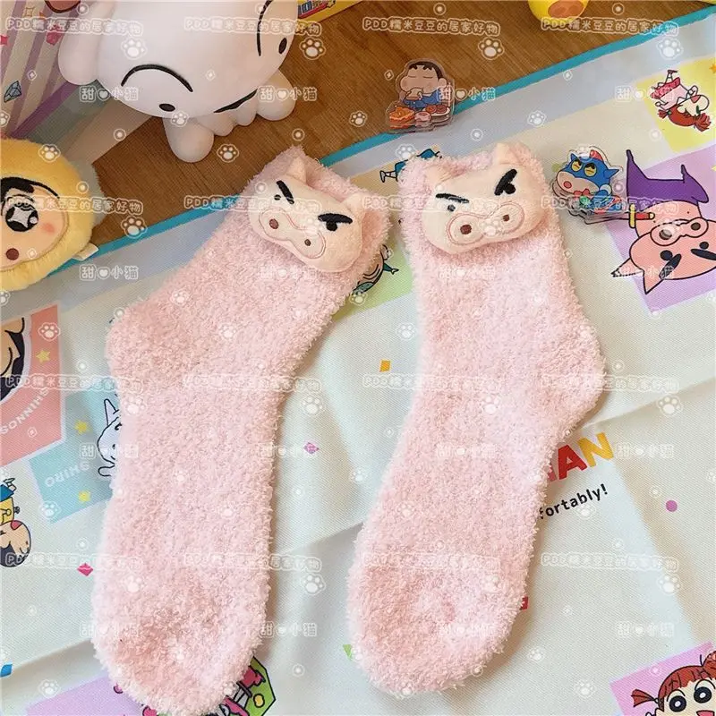 

Kawaii Crayon Shin-chan Floor Socks Couple Cute Floor Socks Warm Student Middle Tube Sleep Cartoon Sock Girl Christmas Gift Toys