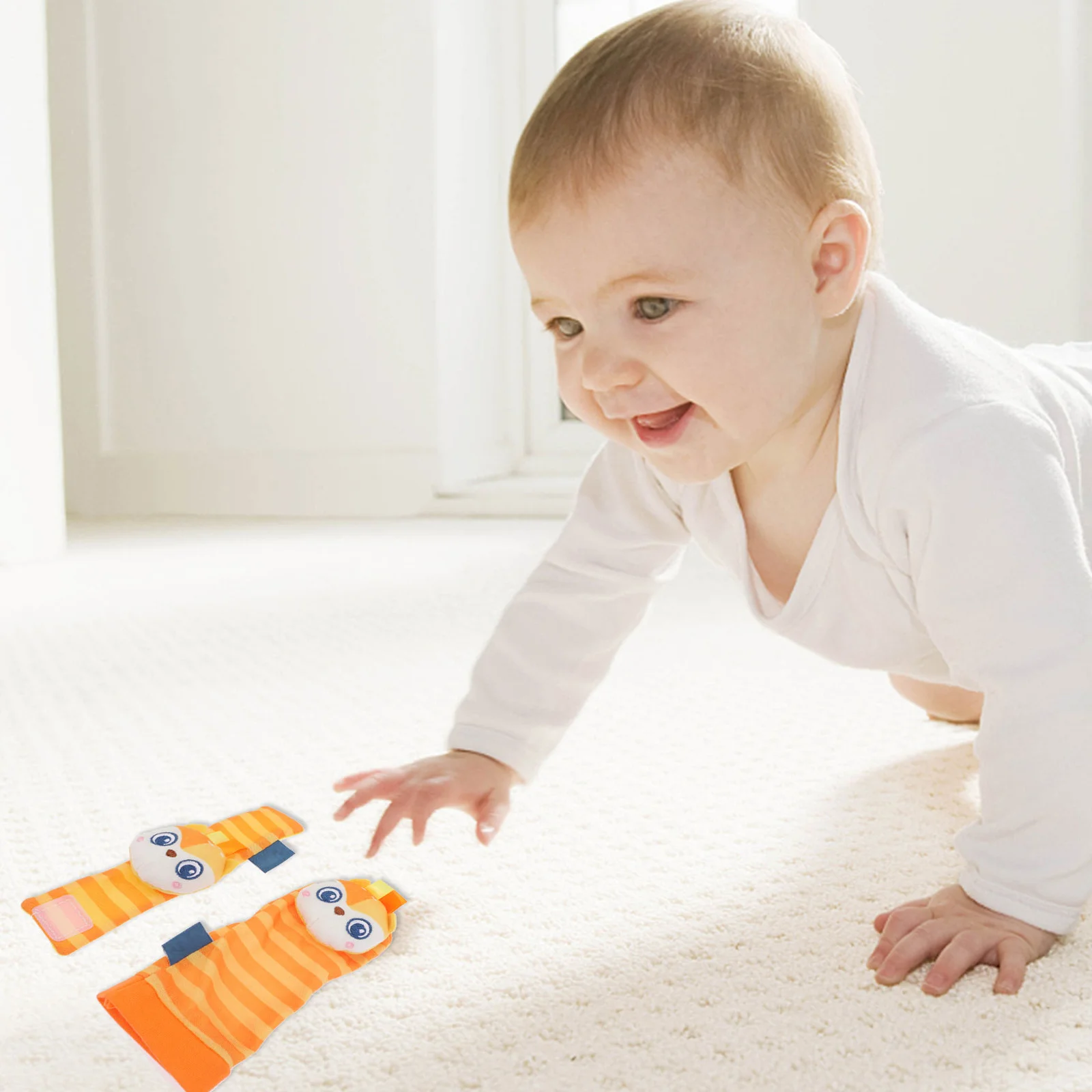 1 set sonagli da polso per bambini calzini sonaglio cartoni animati ricerca piedi sicuro e confortevole materiale flessibile sonagli da polso per bambini