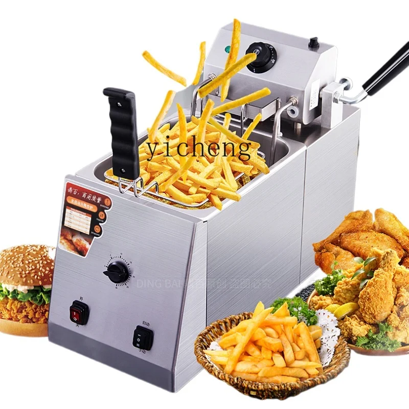 

Tqh Electric Fryer Automatic Lifting Deep-Fried Pot Timing Large Capacity Single Cylinder French Fries Fried Chicken