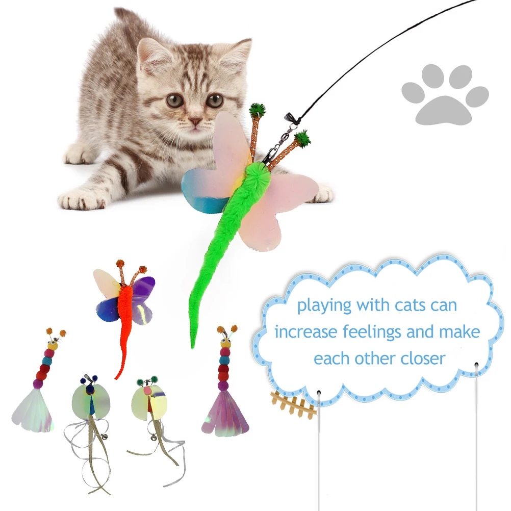 

6Pcs Cat Teasing Replacement Fun Filled Cat Plaything for Interactive Games Kitten Activity Supplies Wand Refills