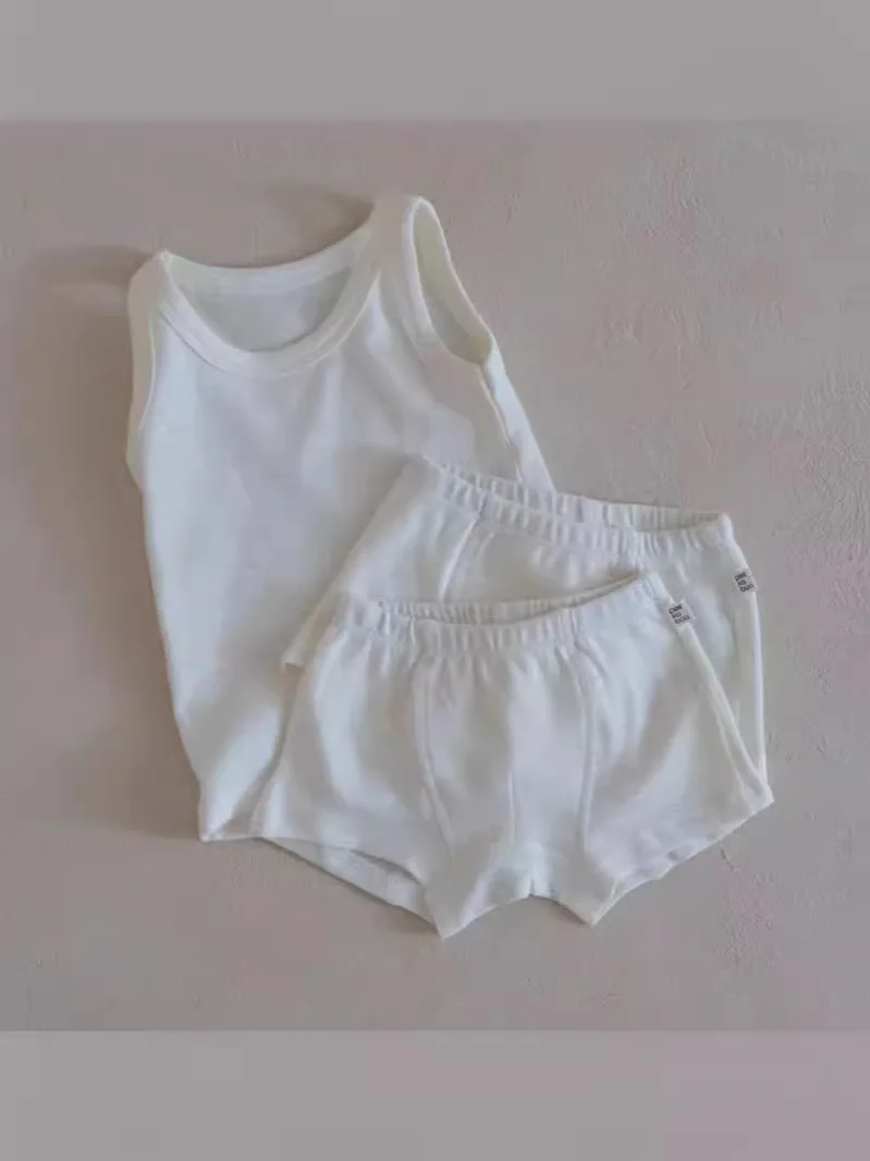 2024 Sommer neue Baby ärmellose Kleidung Set Baby Boy Girl Weste Shorts 2 stücke Anzug Baumwolle Kleinkind solide vielseitige Outfits