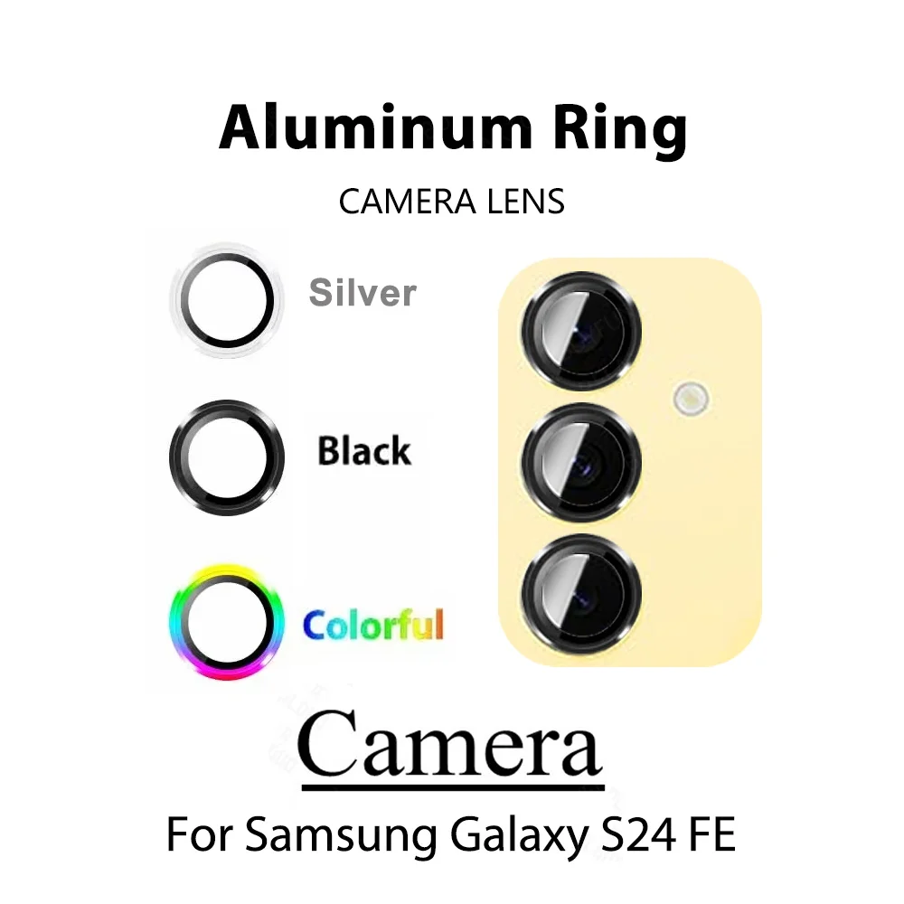 For Samsung Galaxy S24 FE S24FE 5G Metal Ring Camera Screen Protector Tempered Glass SamsungS24FE HD All Lens Protect Display