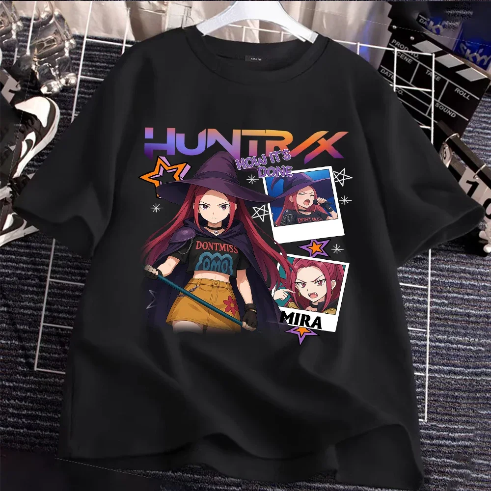 

Детская футболка Essential HUNTRX Mira Witch, популярная черная футболка в стиле K-Pop Devil Hunter, из чистого хлопка, с коротким рукавом