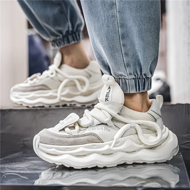 أحذية رياضية للرجال مكتنزة ، أحذية رياضية غير رسمية ، شبكة جيدة التهوية ، مدرب مصمم ، ملابس الشارع الخضراء ، الموضة ،