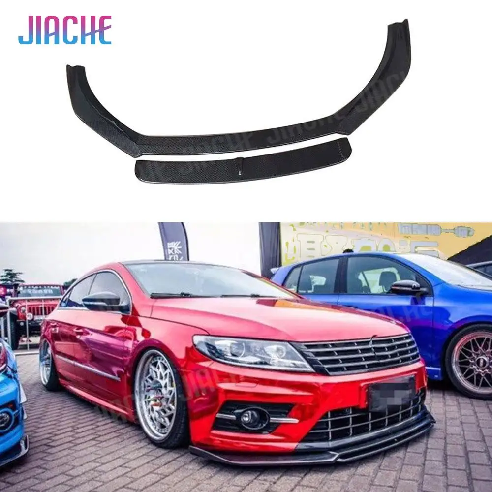 Carbon Fiber Car Racing Front Bumper Lip Spoiler Splitter Body Kit for Volkswagen Passat CC Rline 2013-2017 E Style car bodykits