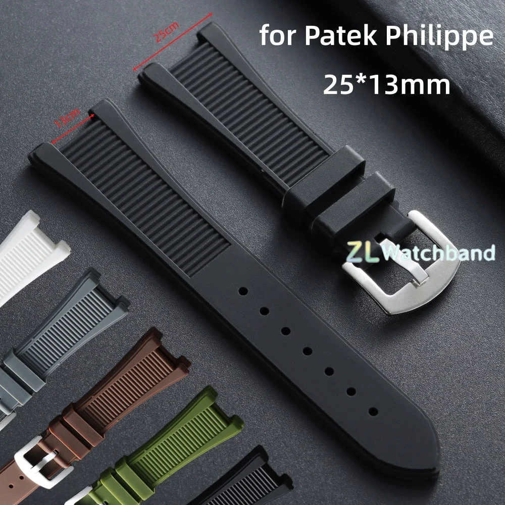 Waterproof Silicone Strap for Patek Philippe Nautilus 5711 5726 5712 Series 25*13mm Rubber Watchband Concave Interface Bracelet