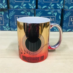 3D metallic guitar pattern Mug Guitar enthusiasts home coffee mug Rock band drinking cups