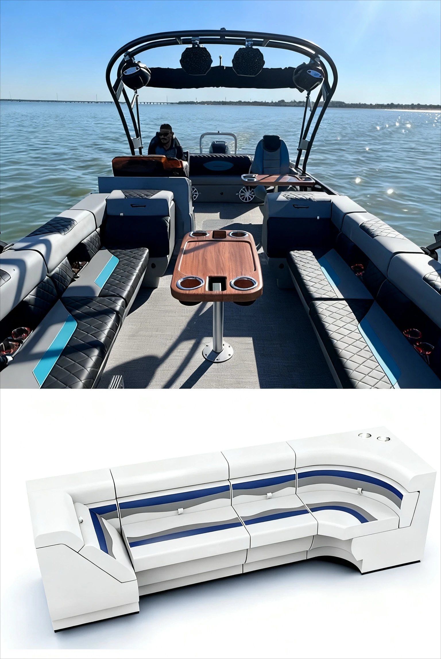 

Aluminum Pontoon Boat Sofas Boat Accessories Cushions Marine Caption Seat Cushions CE Certification Pontoon Boat Sofa