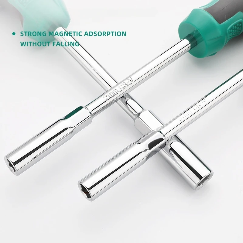 M2.5-M8 Carbon Steel Socket Hexagonal Socket Screwdriver Driver Wrench Hex Nut Magnetic Manual Socket Wrench Tools