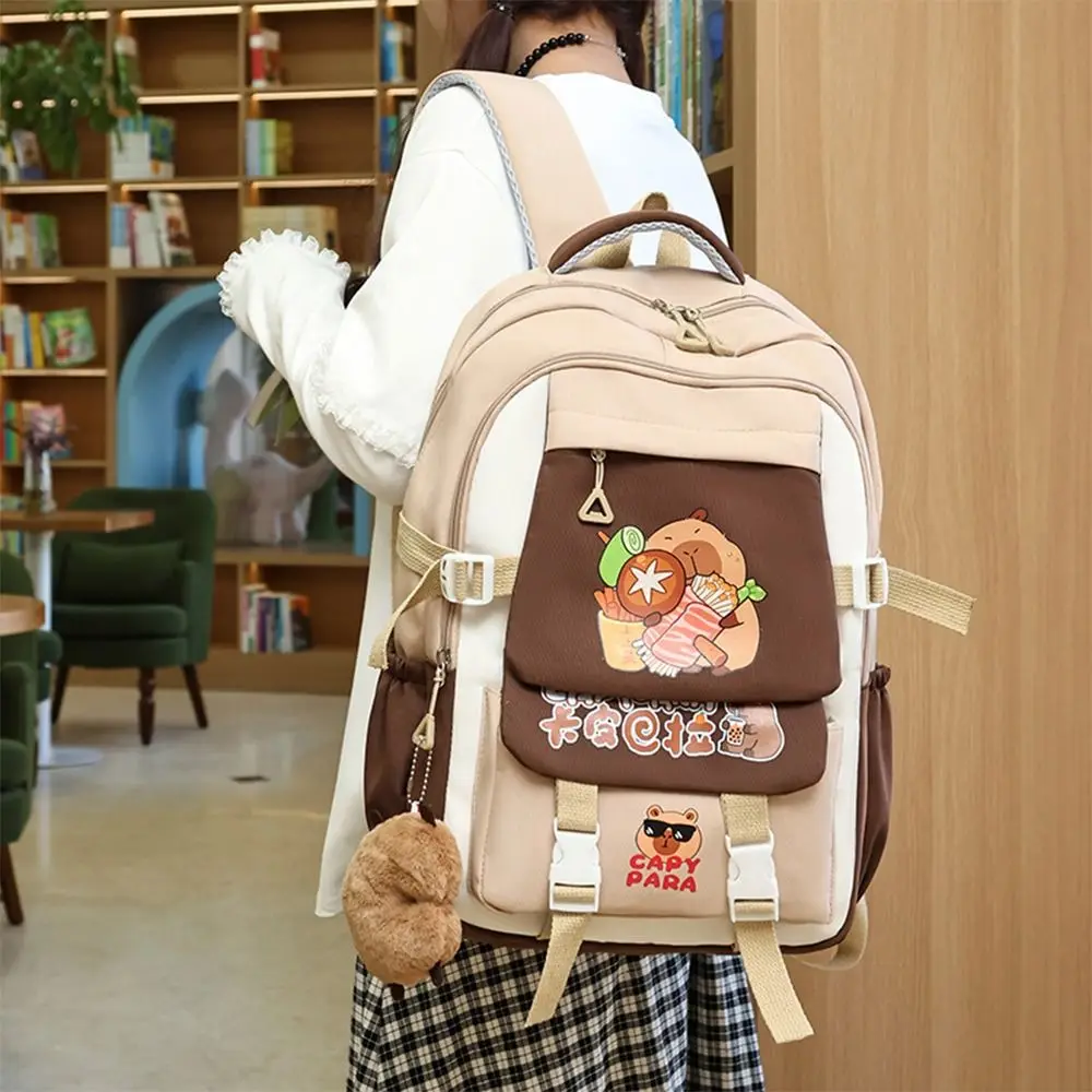 Comfortable Nylon Capybara Backpack Capybara Lightweight Schoolbag Large Capacity Alleviate Burden Children's Backpack Students