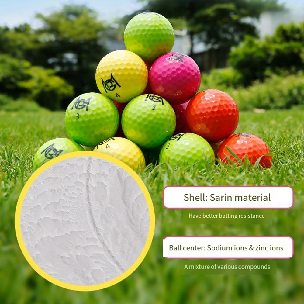 12pcs/Box Pgm Golf Balls Professional Color Competition Double Layer Practice Game Ball Visual Rolling Direction Gift Q029