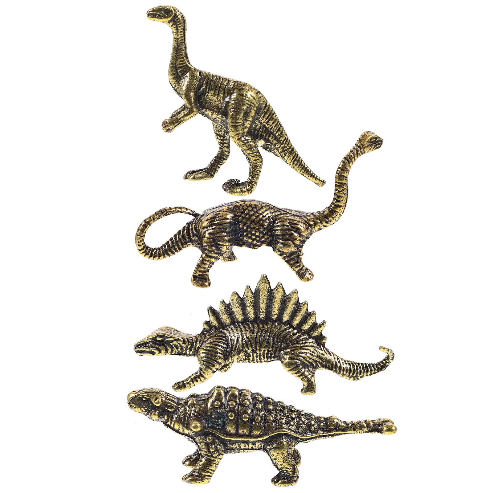 

4 Pcs Dinosaur Ornaments Desktop Figurine Metal Statue Sculpture Model Tabletop Home Mini Decoration Craft Toys Animals