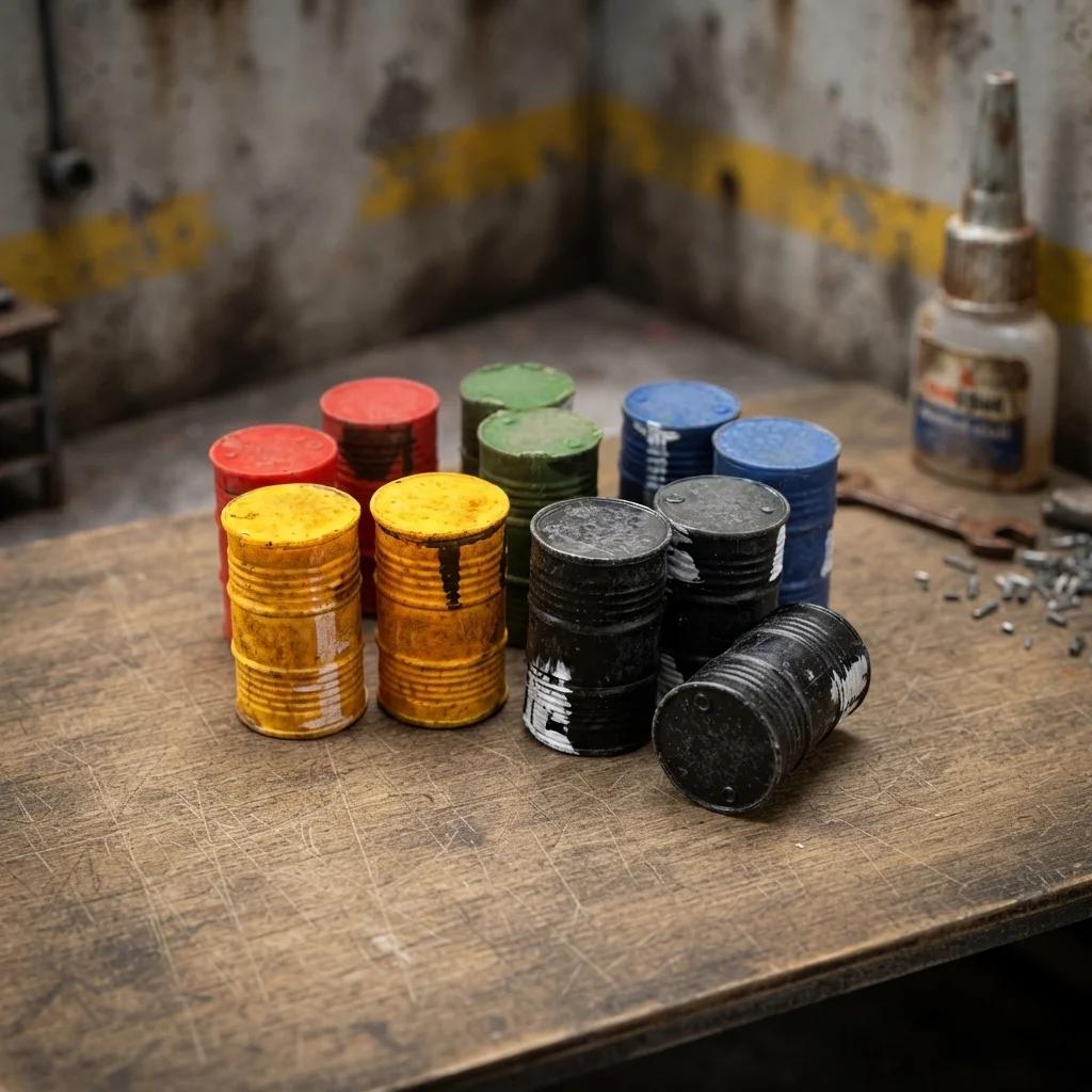 2pcs Simulation Plastic Oil Drum Model, Miniature Oil Drum for Sand Table Architectural Model Ornament, DIY Micro Landscape