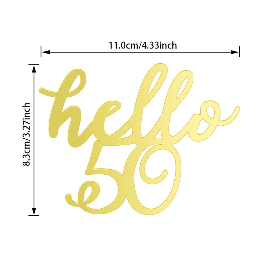 3pcs Golden Acrylic Cake  Decorations,Hello21 30 40 50 60 for Wedding Anniversary Birthday Party Cake Topper Decorations Supply
