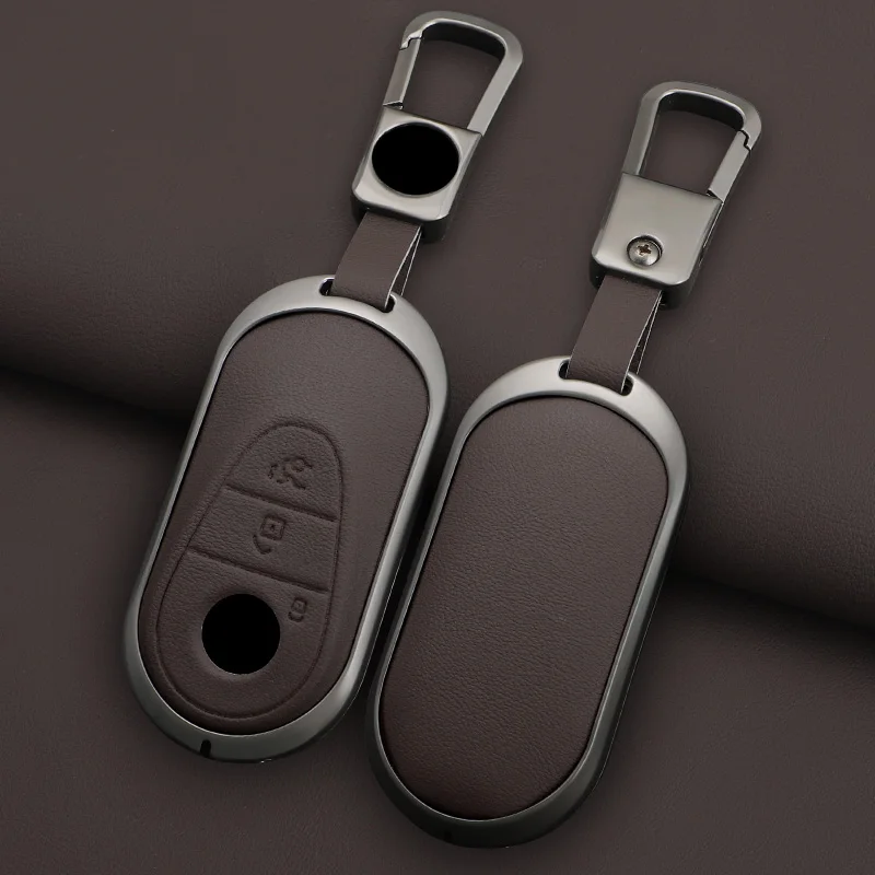 

Alloy Leather Car Keychain Protective Cover for Mercedes Benz E C G M R S Class W204 W212 W176 GLC CLA GLA AMG Auto Accessories
