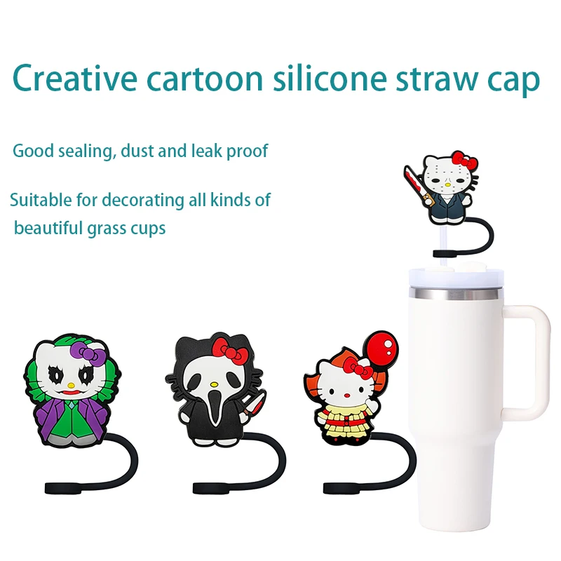 MINISO Sanrio my melody Straw Cover Cap 10MM Drink Straw Plug Reusable Splash Proof Drinking Fit Cup Straw Cap Charms Pendant