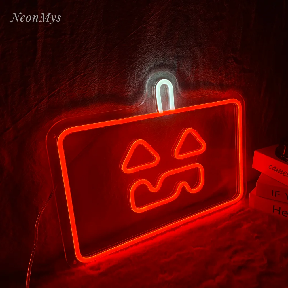 Halloween Pumpkin Ghost Face Neon Light Club Bar Shop Home Wall Decor Bedroom Kids Room Halloween Day's Party Decorations Sign