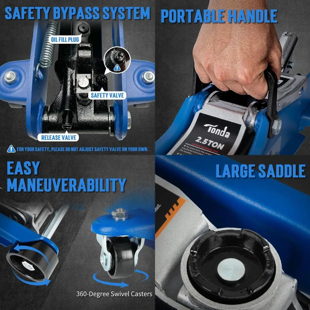 

2.5 Ton Hydraulic Trolley Floor Jack, 3.35-14.57 Lift Range, Blue, Suitable for Garage and Home Use