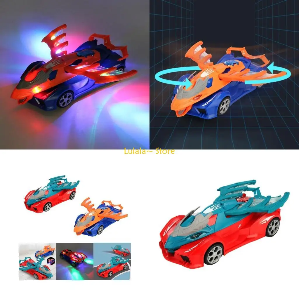 لعبة سيارة الزاحف المجنح Y4QA LED مع ضوء ملون، عجلة عالمية، لعبة مركبة كهربية للأطفال، لعبة تعلم الزحف