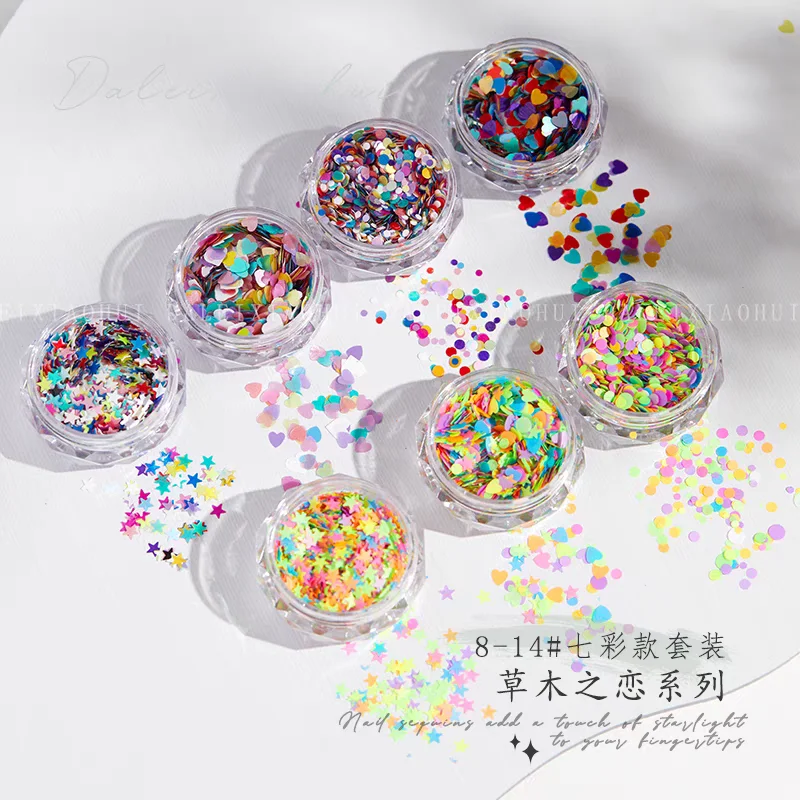 1 Box Neon Black White  Heart Sequin Nails Accessories Nail Decoration 3D Nail DIY Nails  Sequin Colorful  Nail Salon