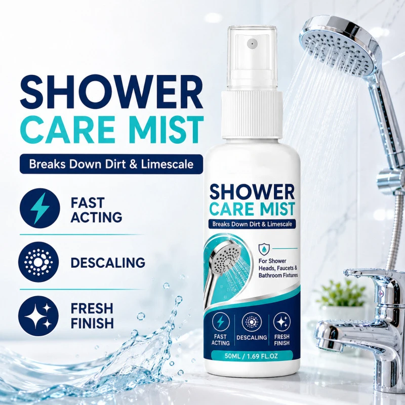 Shower Care Mist 100ml Remover Spray For Shower Head Faucet Bathroom Fixture Cleaner Dissolve Mineral Deposit Restore Water Flow