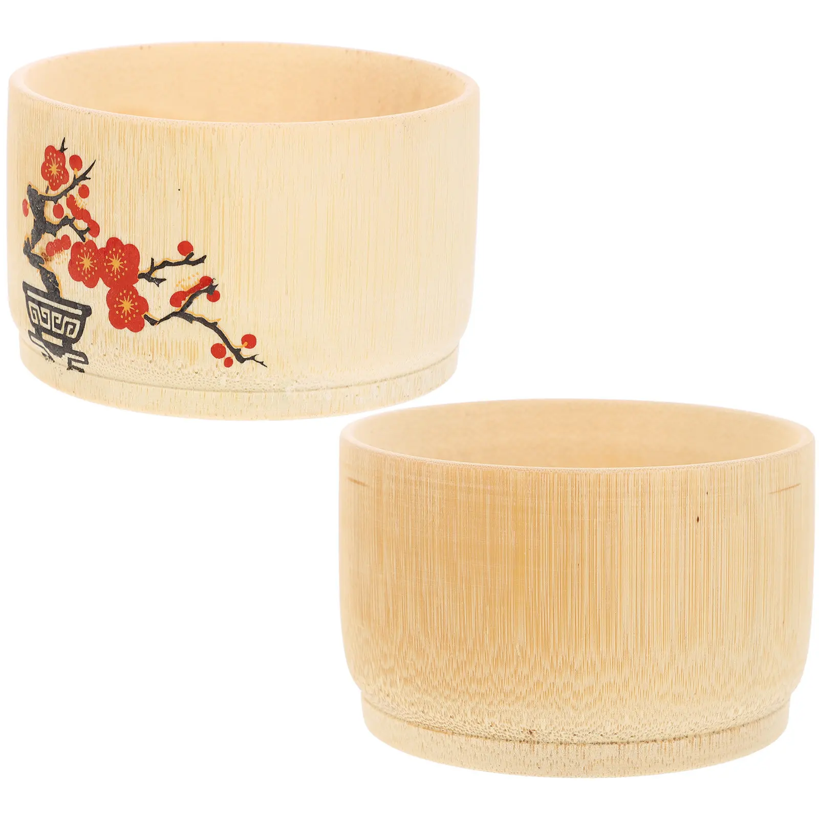 

Набор из 2-х бамбуковых мисок без покрытия для детей: глубокие миски для супа, лапши и салата, штабелируемые, с гладкими краями, детская посуда, миски для кормления малышей