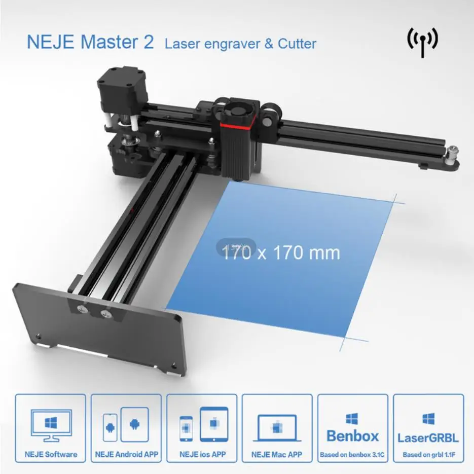 NEJE Master 2 Mini CNC Laser Engraver High Speed Engraving Carving Machine Smart Wireless APP Control 170*170mm Roll Protection