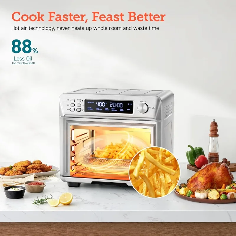 

Smart 11-in-1 Air Fryer Toaster Oven Combo, Airfryer Convection Oven Countertop, Bake, Roast, Reheat, Dehydrate, Silver