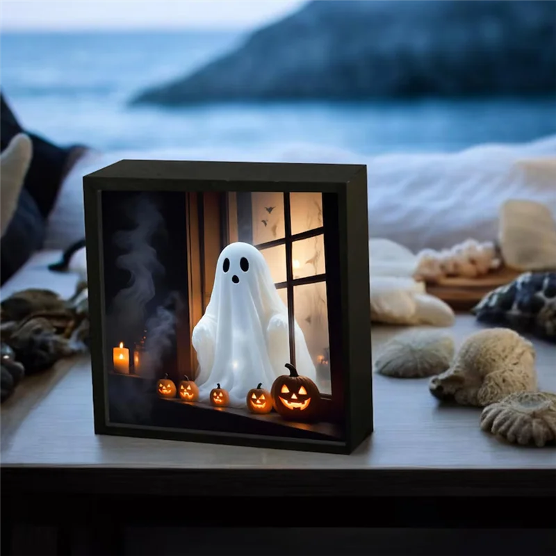 

T98C-Ghost Doll Light Ghost Emerging From Window Night Lamp For Halloween Home Decor Soft Eerie Glow