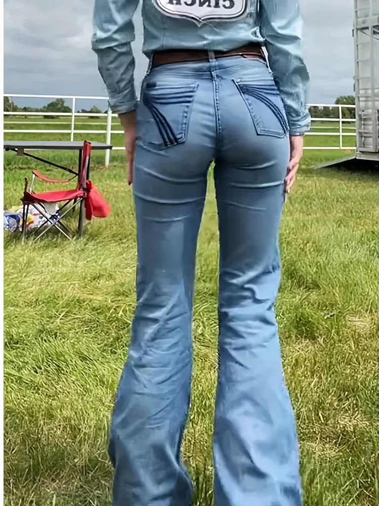 

Slim Fit Stretchy mid Rise Jeans Flared Leggings Women's plus Size Denim Pants Casual Comfortable High Waist Trousers