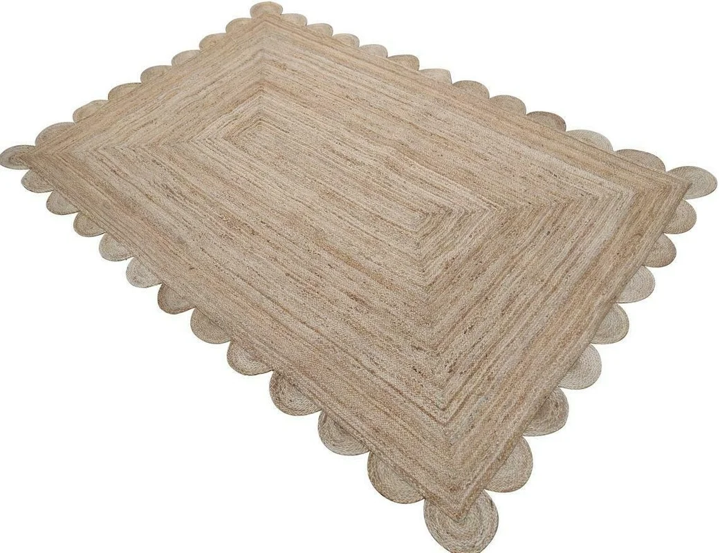 

Rugs Natural Jute Carpet Hemp Fiber and Jute Handmade Braided Scallop Rug Modern Rustic Look Home Decor Floor Mat