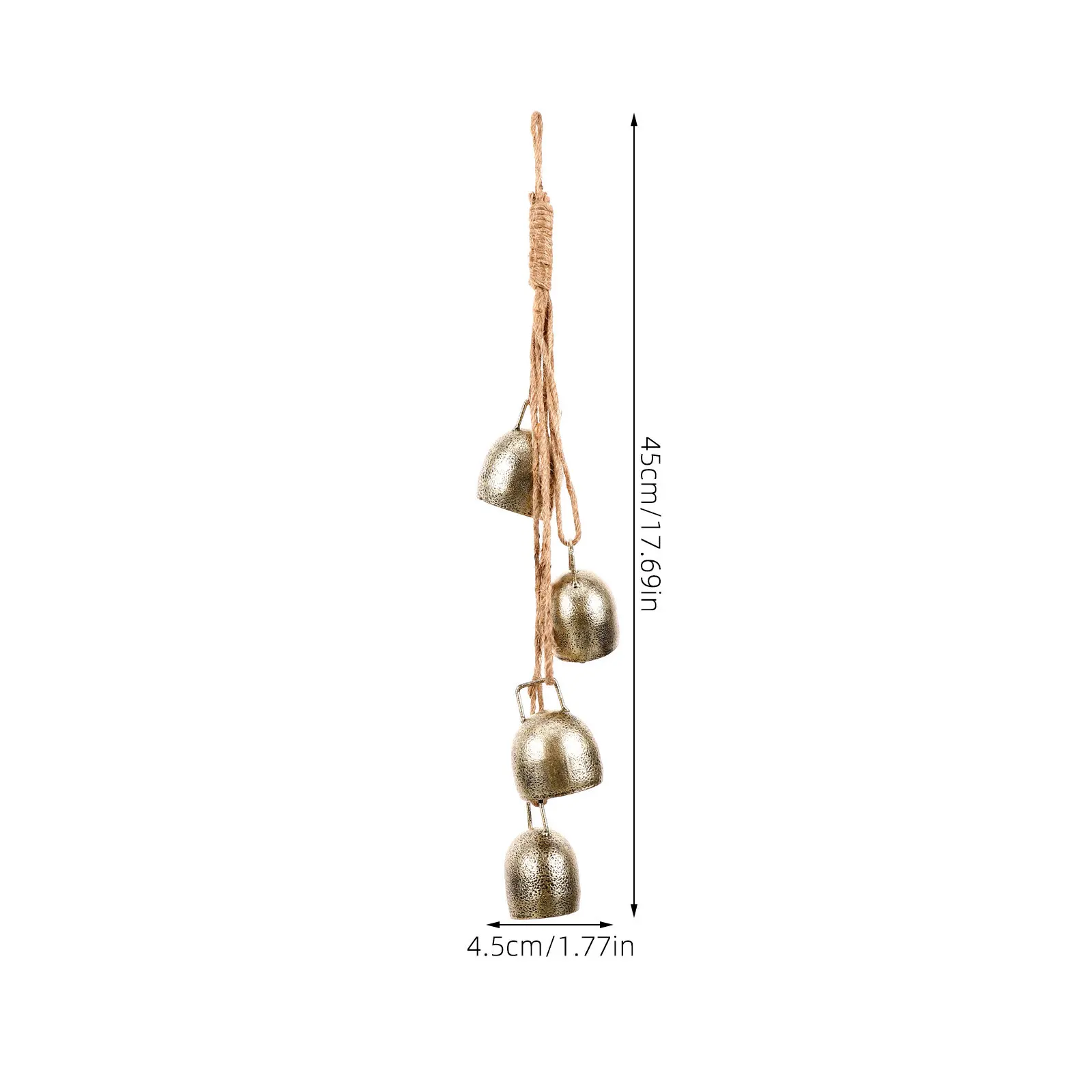 Vintage Iron Wind Chime Hanging Bell Decor with Flax Rope for Indoor Outdoor Home Garden Balcony Temple Coffee Shop Rustic
