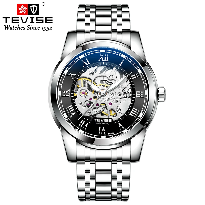 T9005D TEVISE Waterproof Tungsten Steel Watch Men\'s Fully Automatic Business Minimalist Mechanical Watch Men\'s Minimalist Glow
