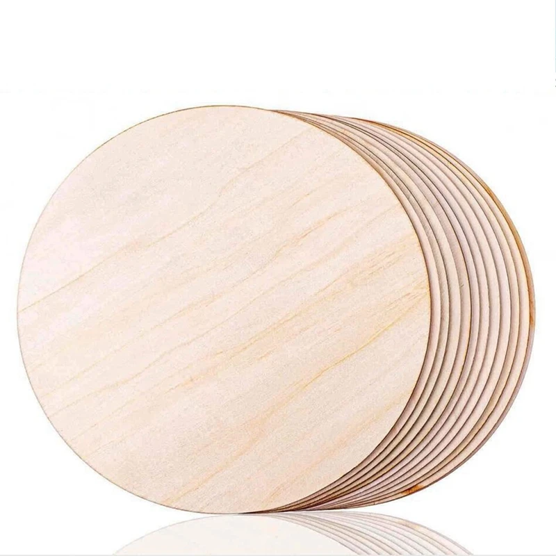 15PCS Wood Round Painted Wood Chip Kids Christmas Painting Toys Painted Wood Chip Household Decoration Board For DIY Craft