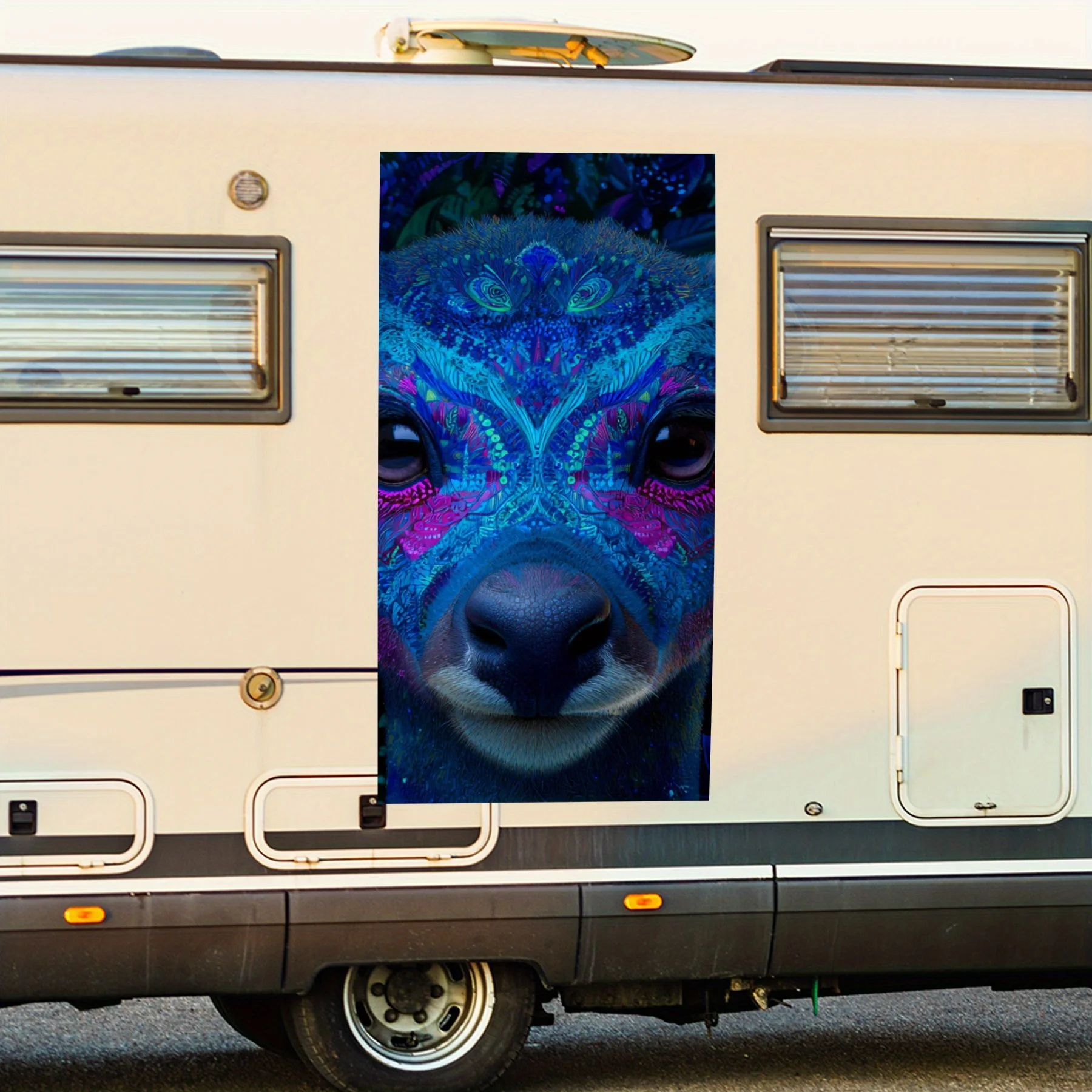 

Красочная голова животного, водонепроницаемая виниловая наклейка для стороны автофургона, самоклеящиеся наклейки для украшения и защиты тела автофургона, идеальный подарок