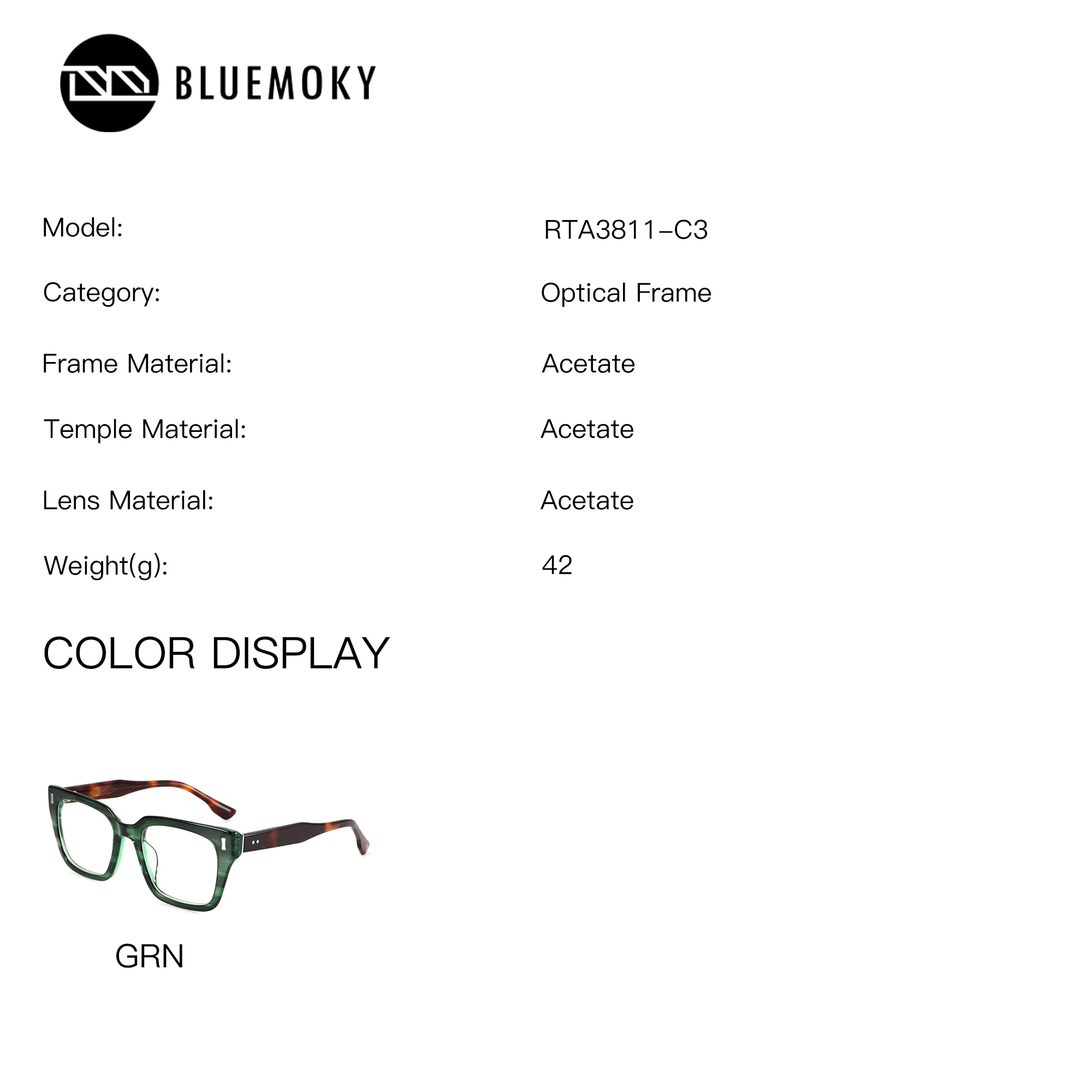 BLUEMOKY S Size Acetate Square Prescription Glasses Anti Blue Light Photochromic Graduated Glasses for Myopia Woman