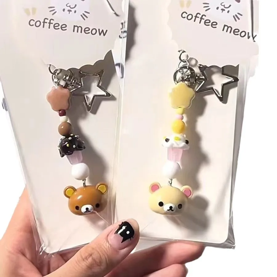 سلسلة مفاتيح من الكرتون Rilakkuma سستة اكسسوارات لطيف سلسلة هواتف محمولة كاميرا قلادة Ccd الديكور هدايا العيد للبنين بنات