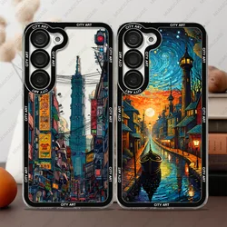 Phone Case For Samsung Galaxy S25 S20 S21 S22 S23 S24 FE Plus Ultra A54 A53 A52 A34 5G TPU Soft Cover City Landscape Art