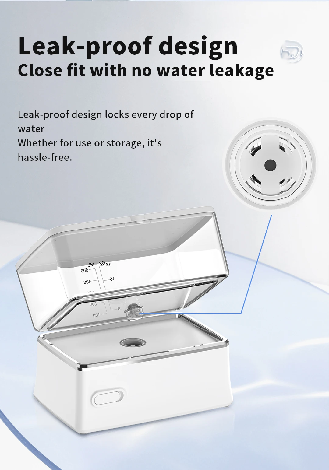 H2ofloss 570ML Wasserflosser Munddusche, 6 Modi 140PSI Hochdruck 2500mAh Tragbarer Tischgerät mit Klappbarem Tank zur Aufbewahrung – Detail 5