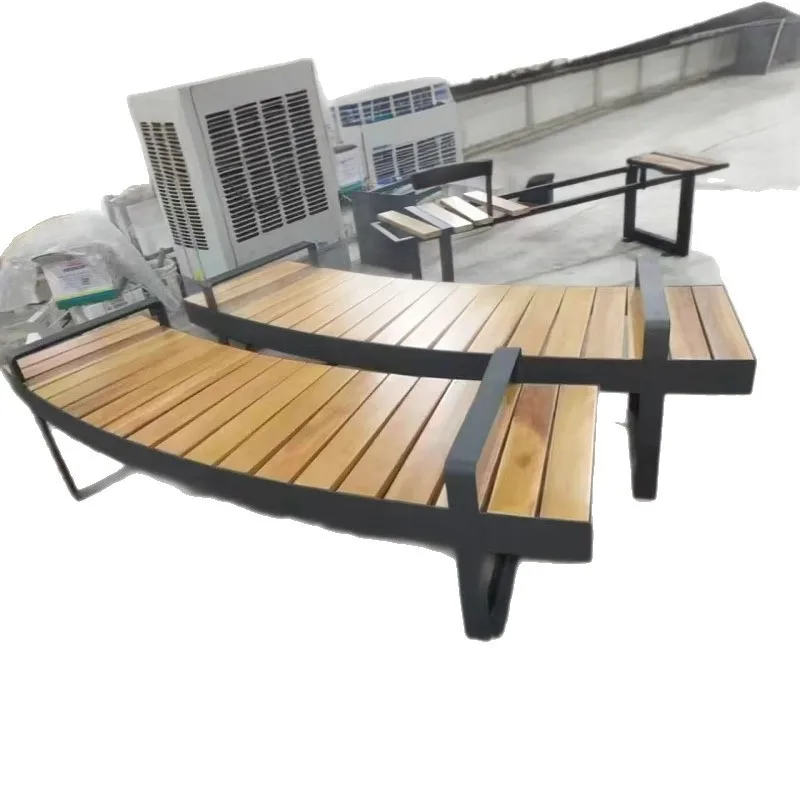 Solid wood sliced seats, outdoor shopping mall lobby landscape seats, special-shaped seats