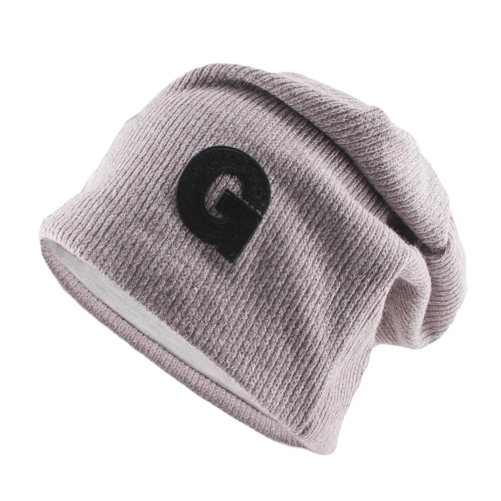 Gorros cálidos con letras para mujer, gorros de punto suaves para exteriores, turbante informal y cómodo, moda Unisex, primavera y otoño